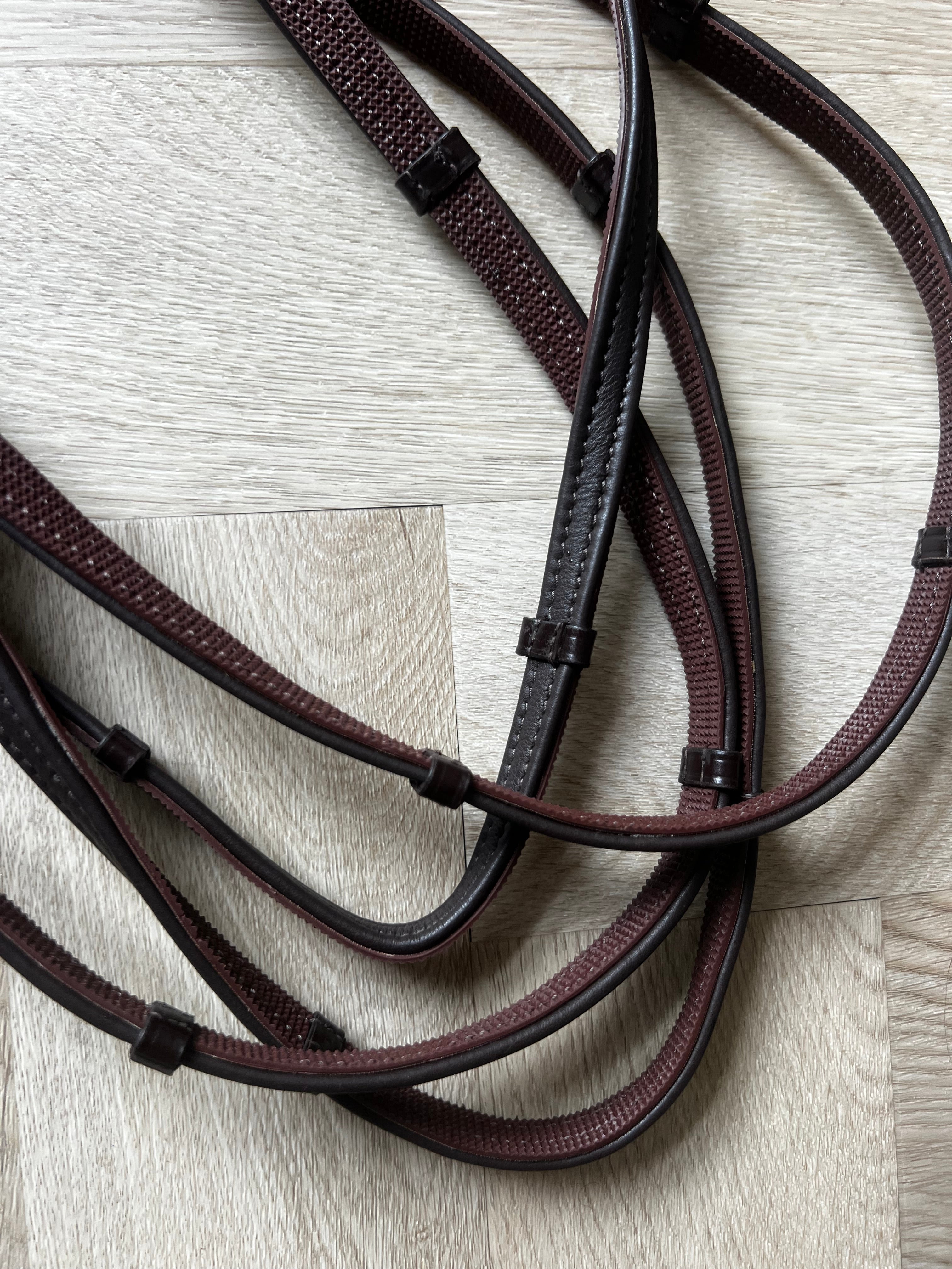 PH xtra soft læder griptøjle med stoppere BROWN sølv - Aríus Icehorse Line