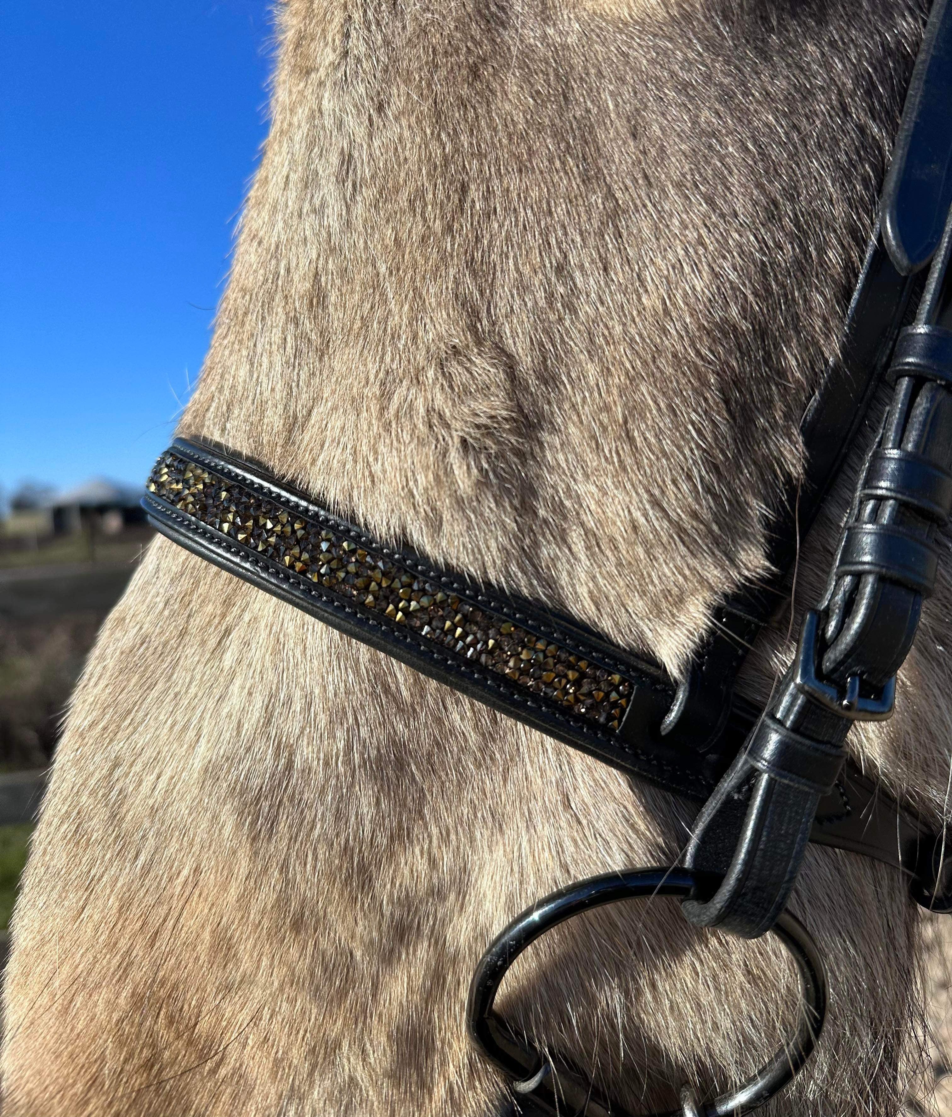 PH deluxe engelsk næserem rockcrystal gold - Aríus Icehorse Line