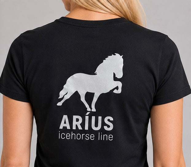 Aríus t-shirt kortærmet, heste logo ryg