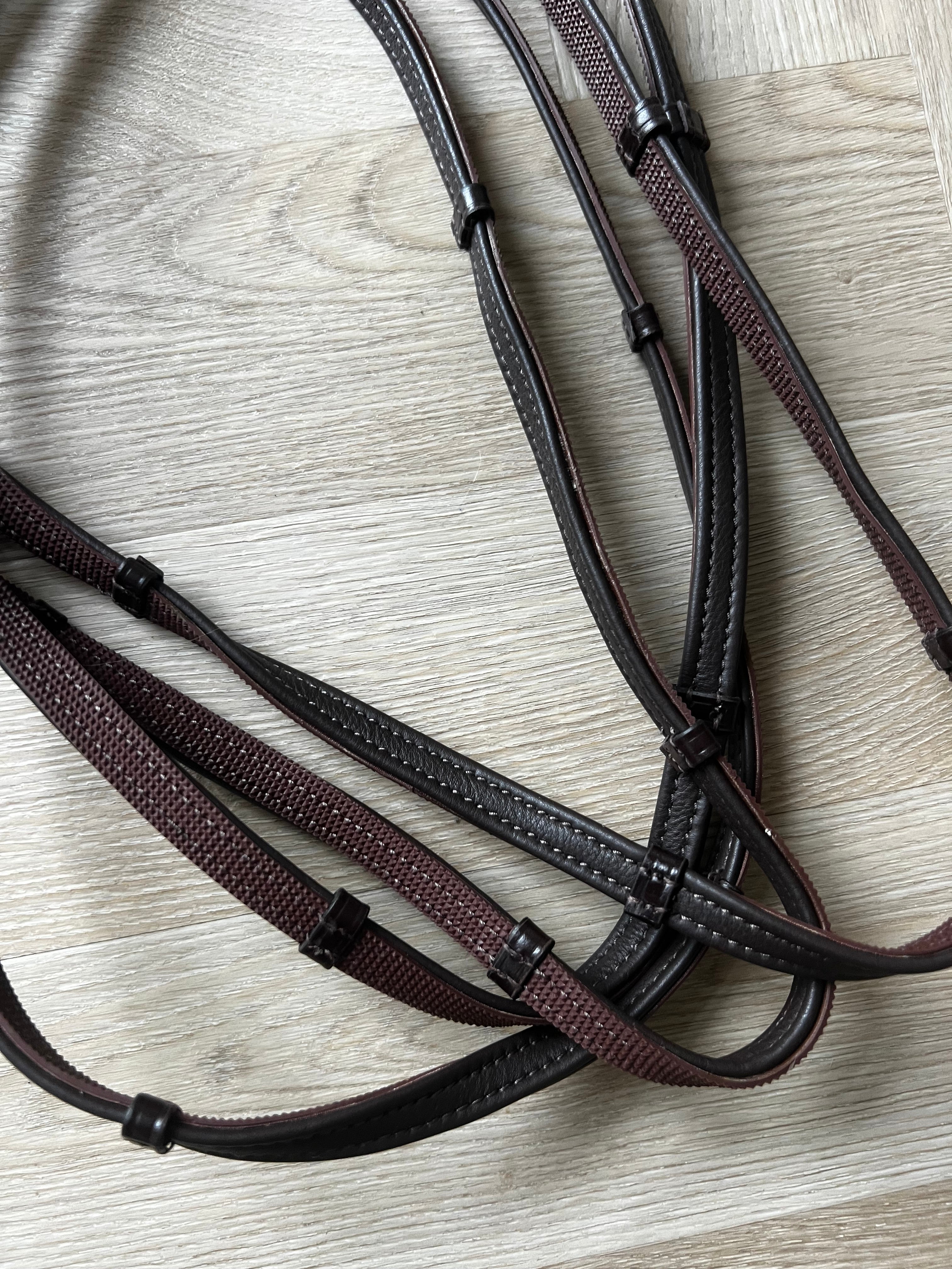PH xtra soft læder griptøjle med stoppere BROWN black - Aríus Icehorse Line