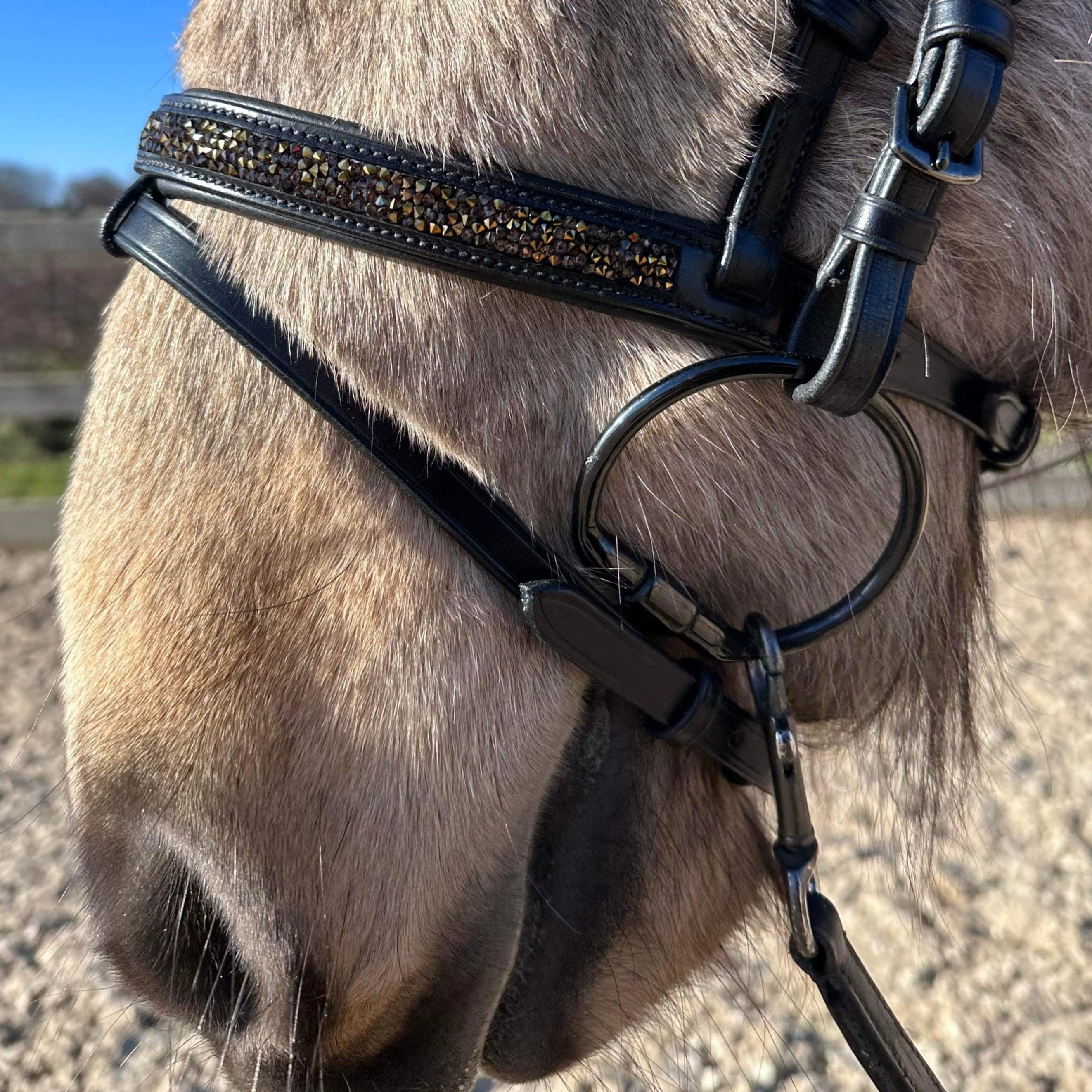 PH deluxe kombineret næserem rockcrystal gold - Aríus Icehorse Line