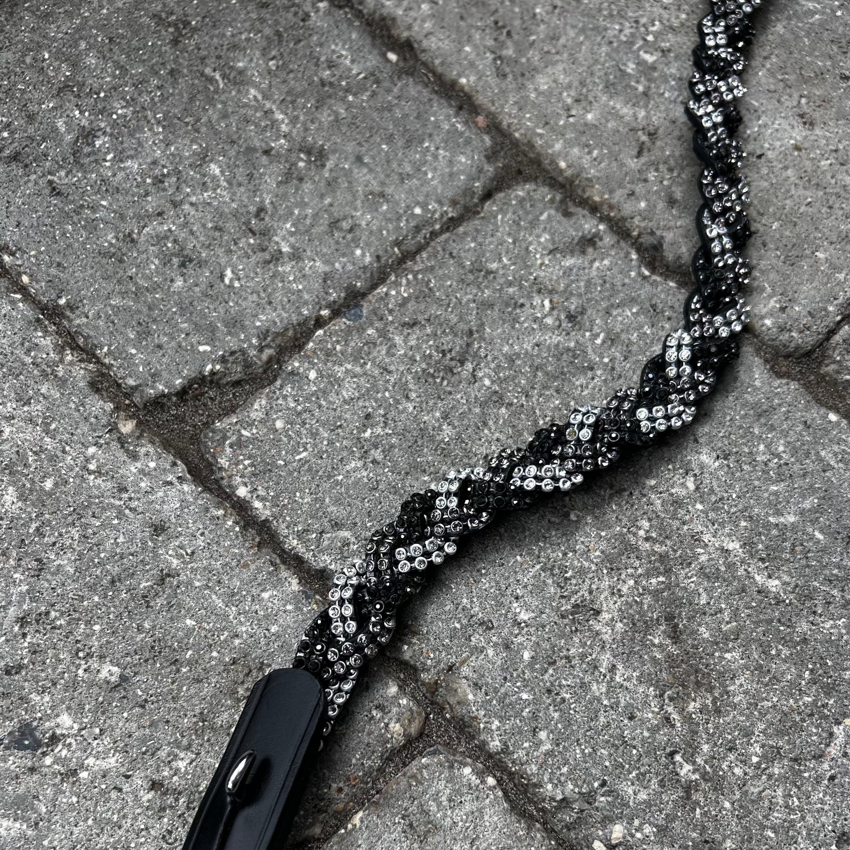 PH deluxe pandebånd diamond braid black/grey/white - Aríus Icehorse Line