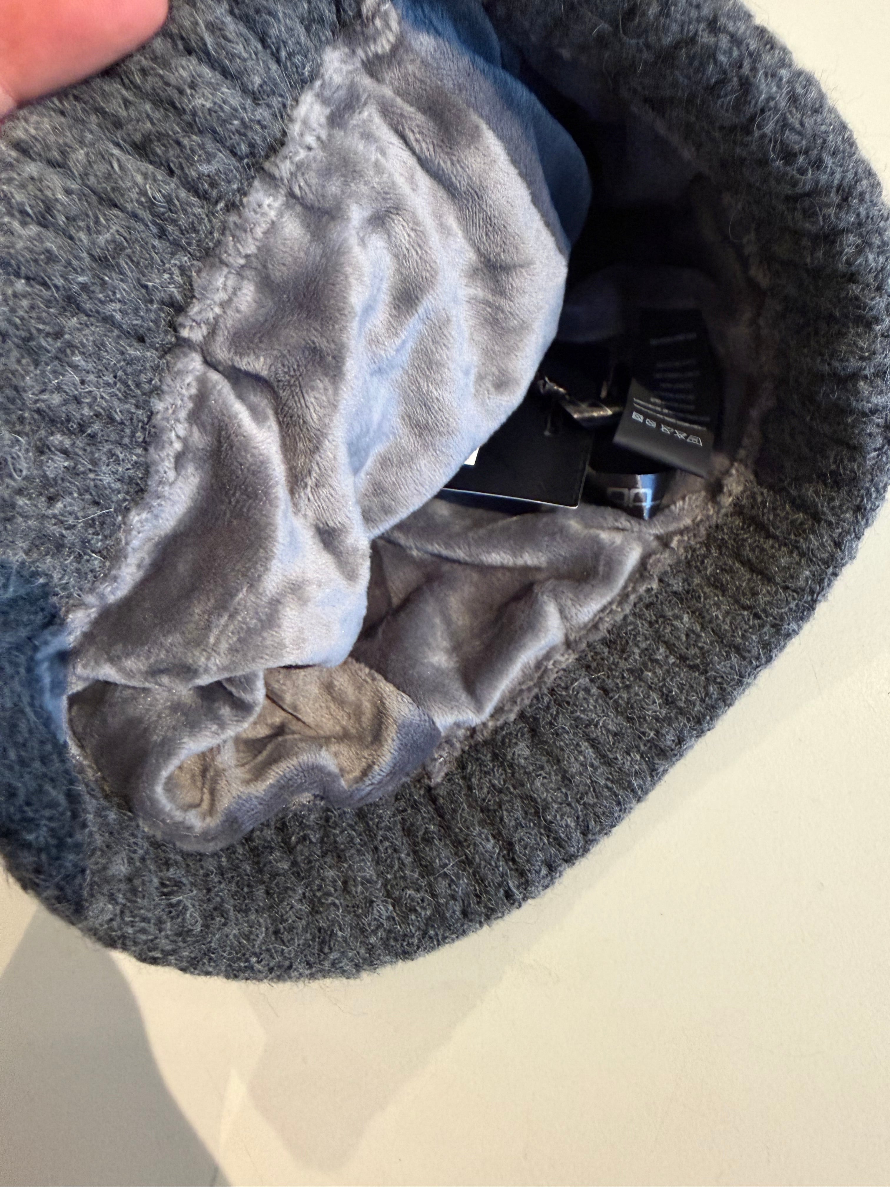 AA platinum monogram pom beanie