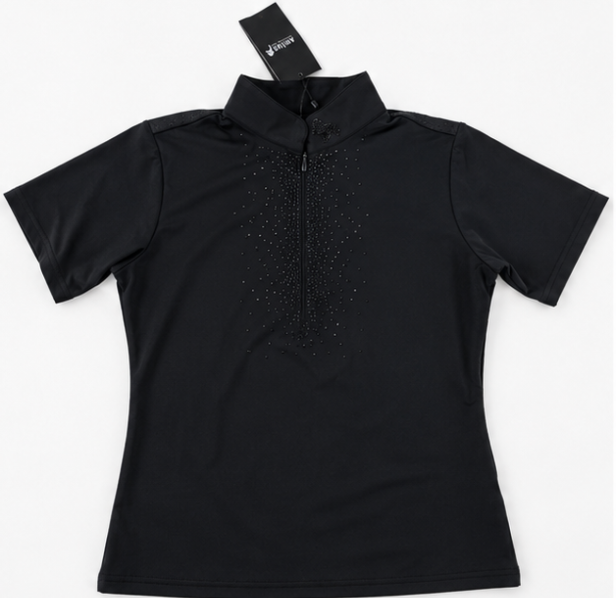 Aríus Swarovski stævnebluse, sort
