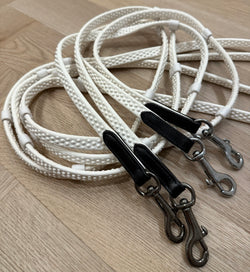 PH LUXURY WHITE biothane reins with stops and clips, carabiners