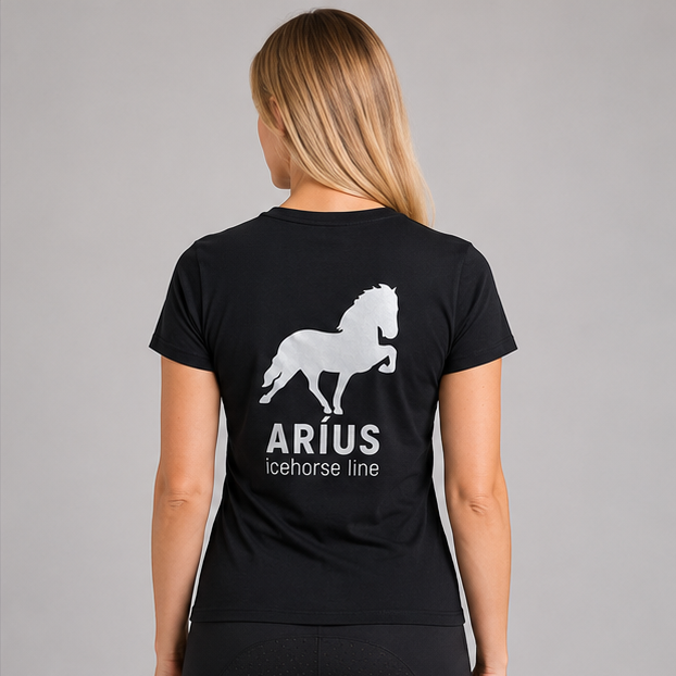 Aríus T-Shirt mit kurzen Ärmeln, Pferdelogo auf der Rückseite