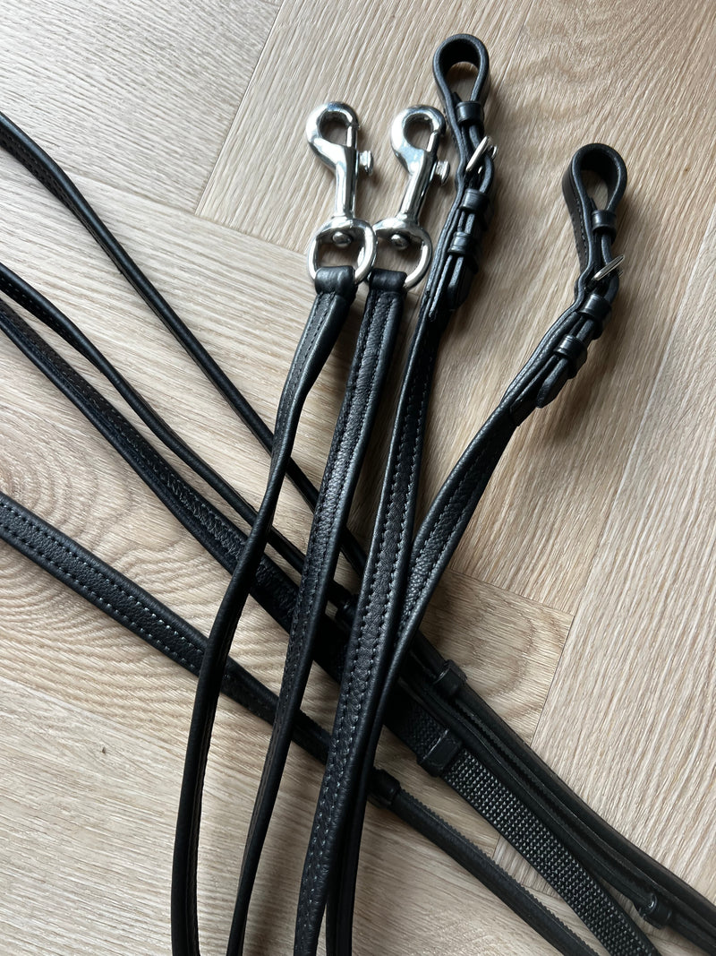 PH extra soft leather grip reins with stops SILVER