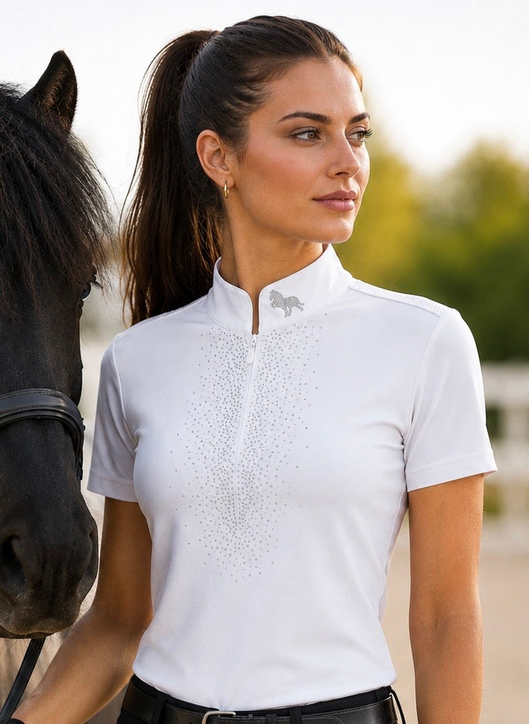 Aríus Swarovski stævnebluse, hvid