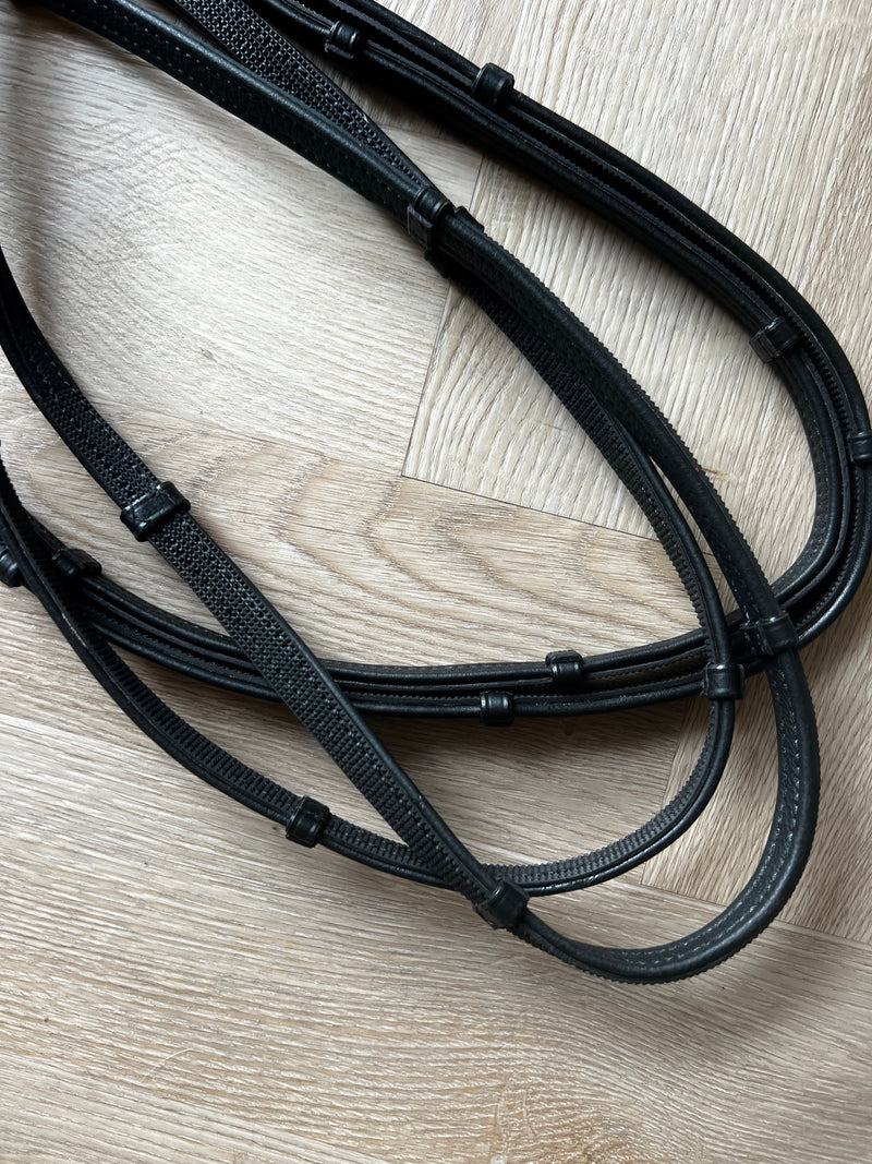 PH extra soft leather grip reins with stops SILVER