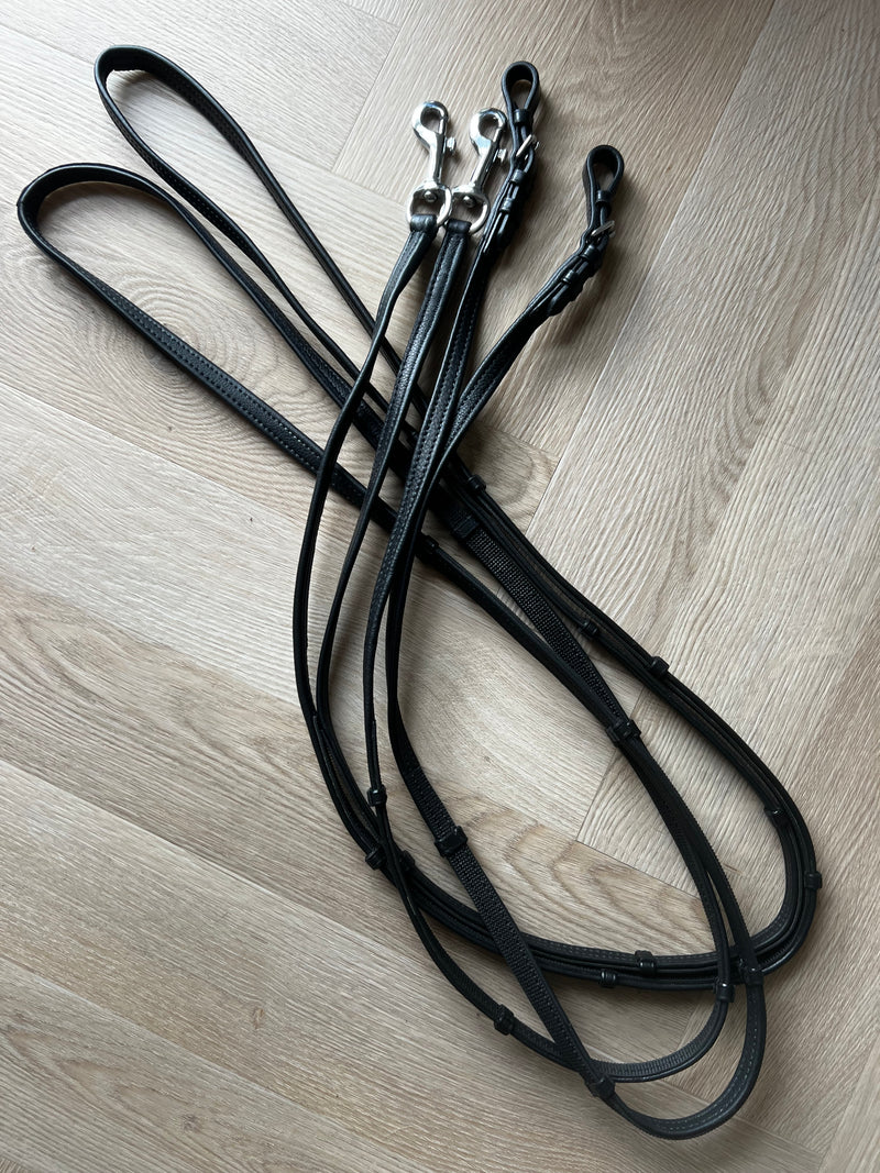 PH extra soft leather grip reins with stops SILVER