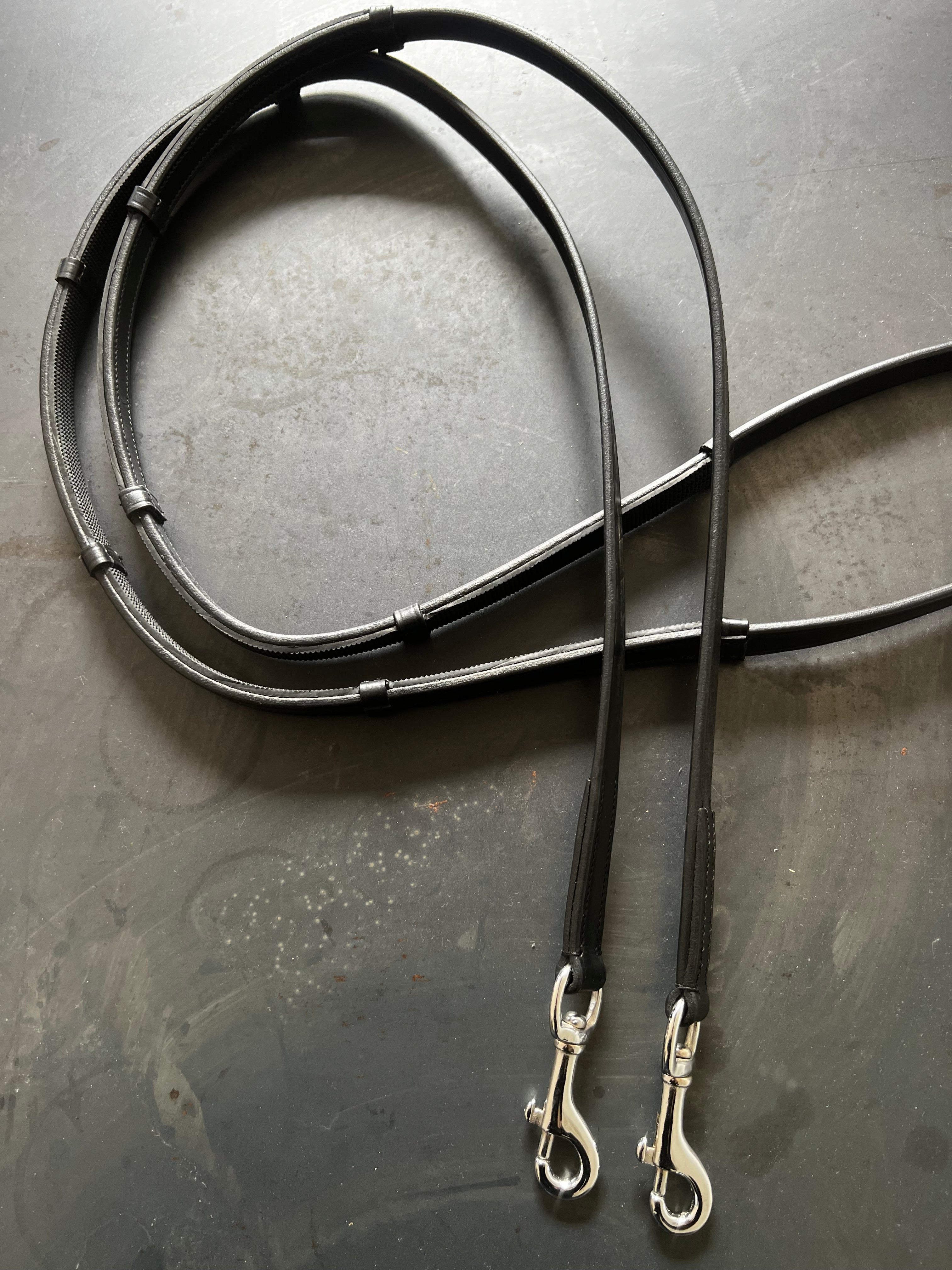 PH luksus BRED læder griptøjle med stoppere BLACK - Aríus Icehorse Line