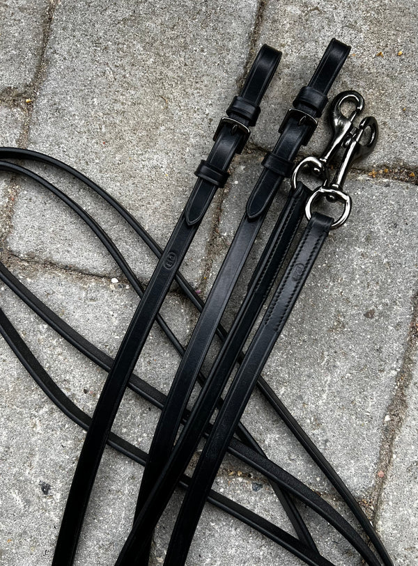 PH lædertøjle med stoppere BLACK - Aríus Icehorse Line